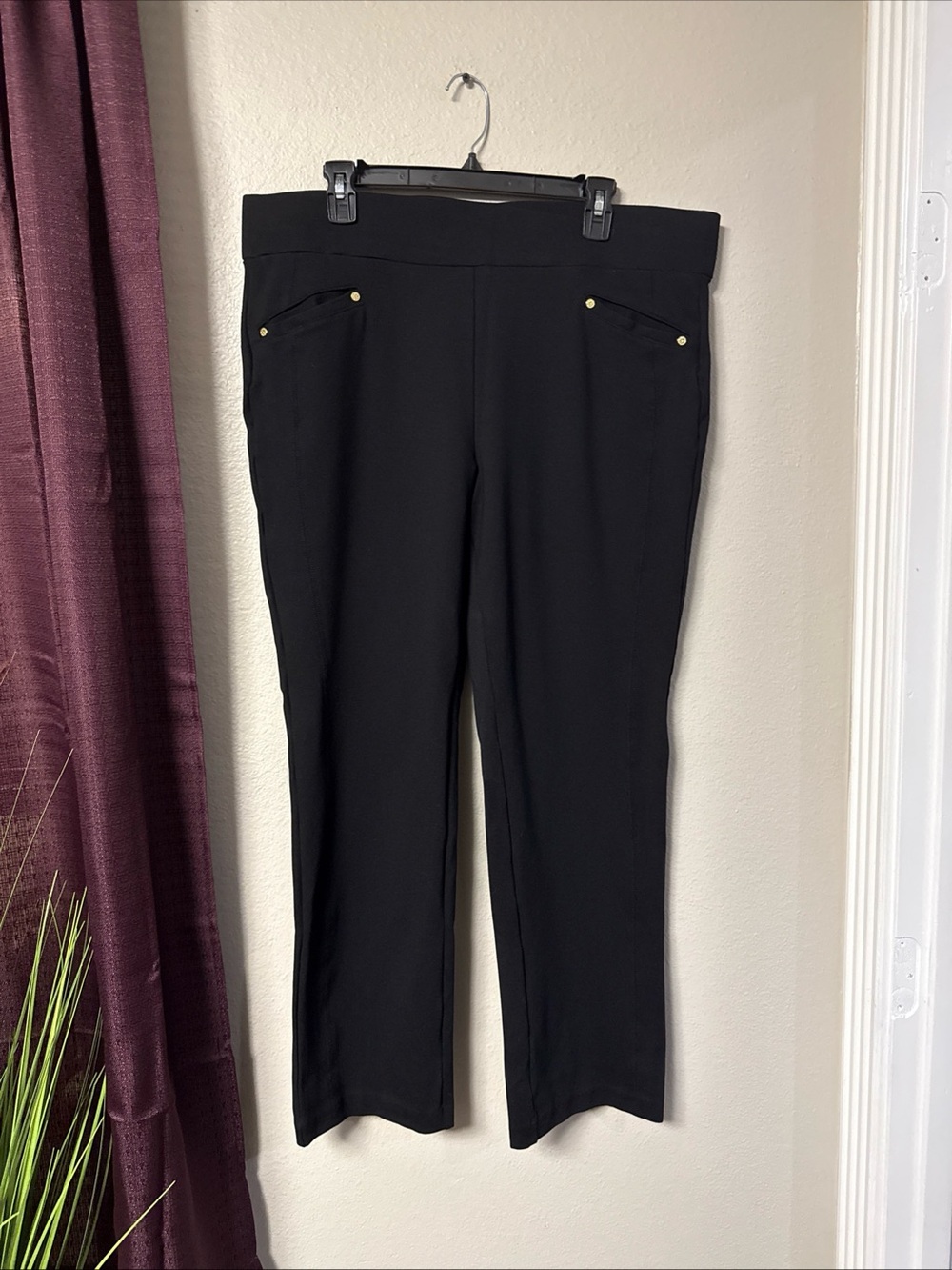 B5/4 Anne Klein Black Stretchy Pull On Pants Size 36/28